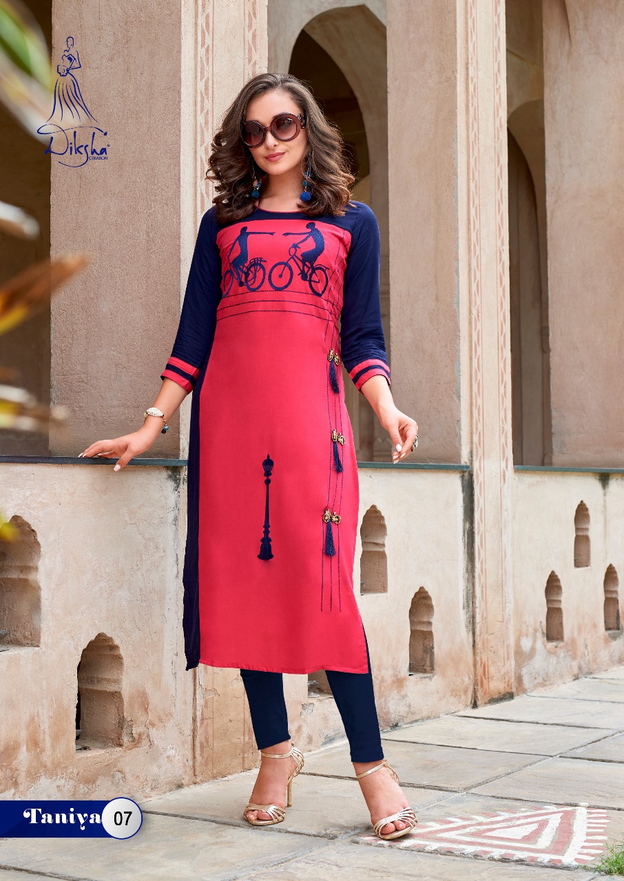 Taniya Vol-1 By Diksha Creation 01 To 14 Series Beautiful Colorful Stylish Fancy Casual Wear & Ethnic Wear & Ready To Wear Muslin & Rayon Kurtis At Wholesale Price