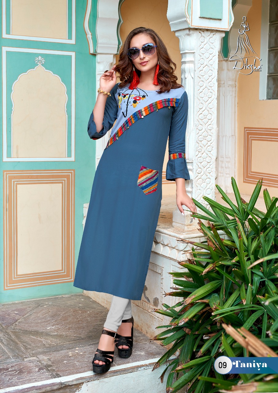 Taniya Vol-1 By Diksha Creation 01 To 14 Series Beautiful Colorful Stylish Fancy Casual Wear & Ethnic Wear & Ready To Wear Muslin & Rayon Kurtis At Wholesale Price