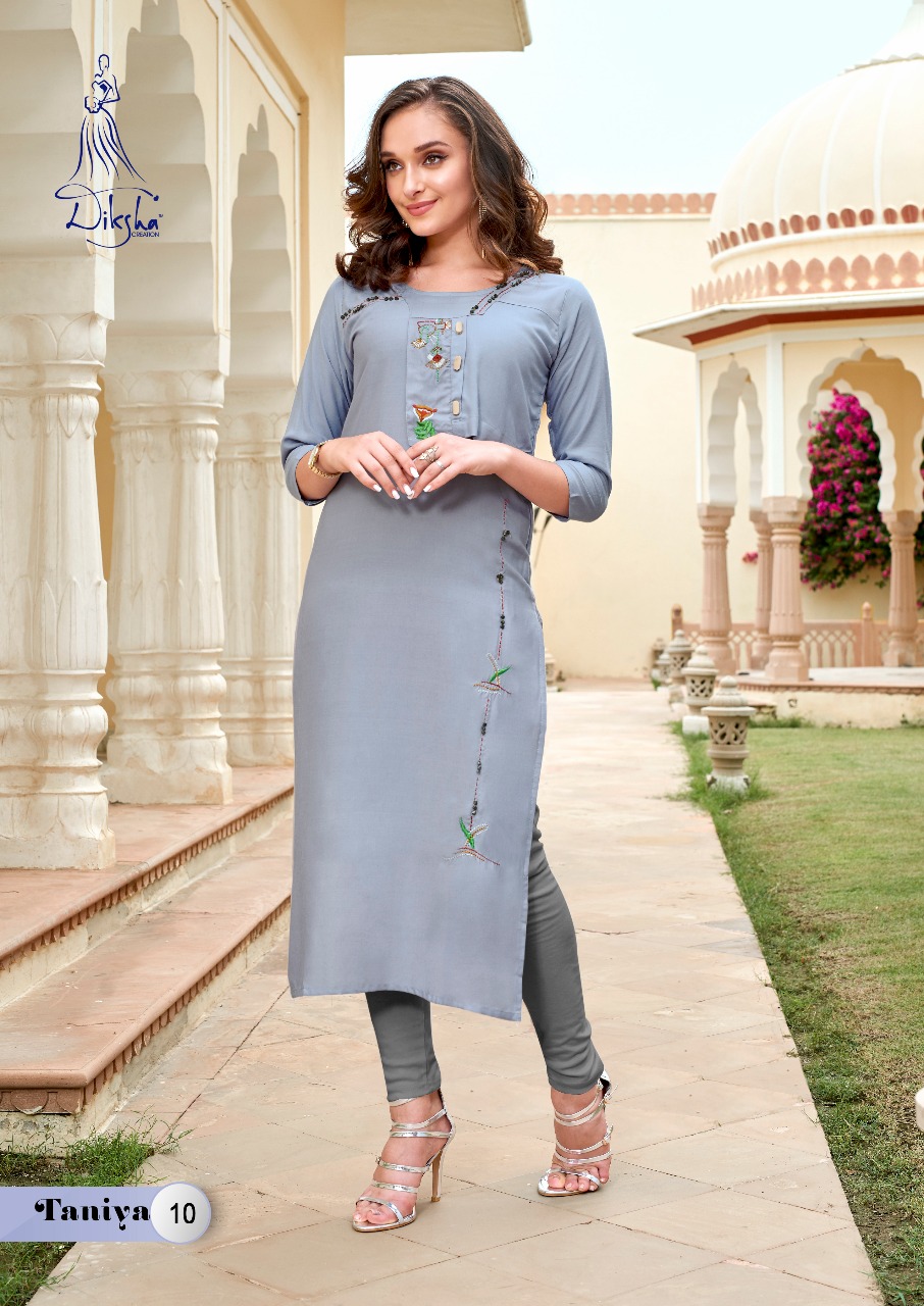 Taniya Vol-1 By Diksha Creation 01 To 14 Series Beautiful Colorful Stylish Fancy Casual Wear & Ethnic Wear & Ready To Wear Muslin & Rayon Kurtis At Wholesale Price