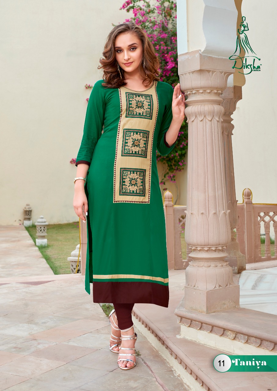 Taniya Vol-1 By Diksha Creation 01 To 14 Series Beautiful Colorful Stylish Fancy Casual Wear & Ethnic Wear & Ready To Wear Muslin & Rayon Kurtis At Wholesale Price