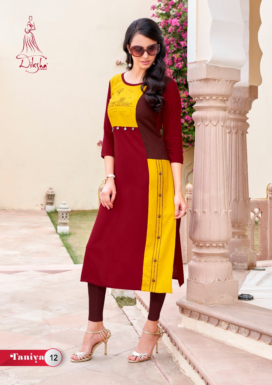 Taniya Vol-1 By Diksha Creation 01 To 14 Series Beautiful Colorful Stylish Fancy Casual Wear & Ethnic Wear & Ready To Wear Muslin & Rayon Kurtis At Wholesale Price