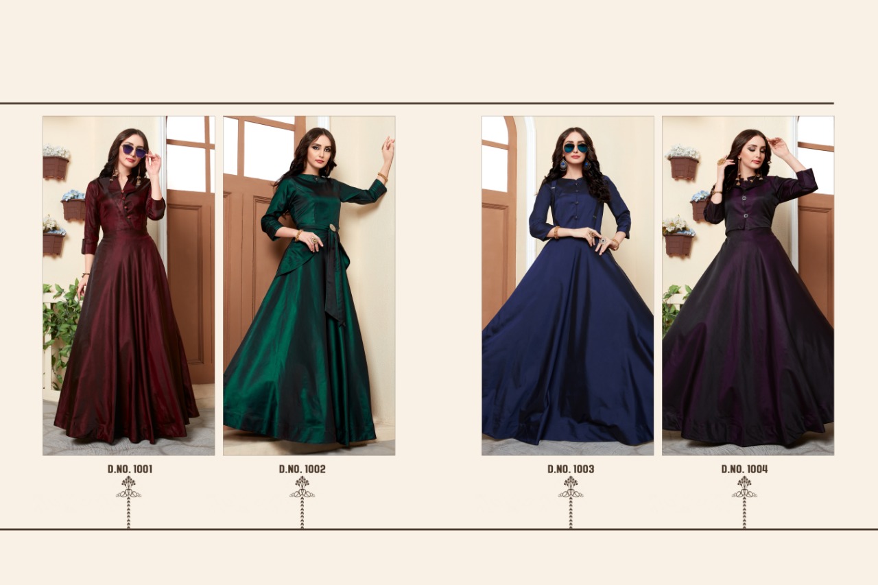 Tanmaya By T S Fashion 1001 To 1004 Series Beautiful Colorful Stylish Fancy Casual Wear & Ethnic Wear & Ready To Wear Pure Tapeta Satin Printed Kurtis At Wholesale Price