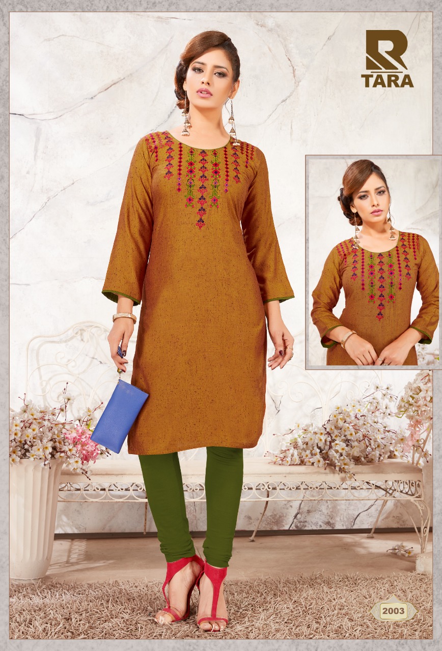 Tara By Raashi 2001 To 2012 Series Beautiful Stylish Fancy Colorful Casual Wear & Ethnic Wear & Ready To Wear Rayon Black Icon Embroidery Kurtis At Wholesale Price