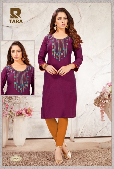 Tara By Raashi 2001 To 2012 Series Beautiful Stylish Fancy Colorful Casual Wear & Ethnic Wear & Ready To Wear Rayon Black Icon Embroidery Kurtis At Wholesale Price
