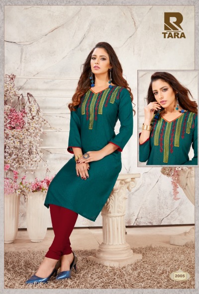 Tara By Raashi 2001 To 2012 Series Beautiful Stylish Fancy Colorful Casual Wear & Ethnic Wear & Ready To Wear Rayon Black Icon Embroidery Kurtis At Wholesale Price