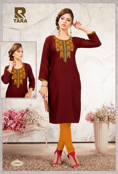 Tara By Raashi 2001 To 2012 Series Beautiful Stylish Fancy Colorful Casual Wear & Ethnic Wear & Ready To Wear Rayon Black Icon Embroidery Kurtis At Wholesale Price
