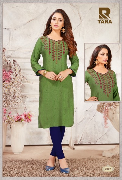 Tara By Raashi 2001 To 2012 Series Beautiful Stylish Fancy Colorful Casual Wear & Ethnic Wear & Ready To Wear Rayon Black Icon Embroidery Kurtis At Wholesale Price