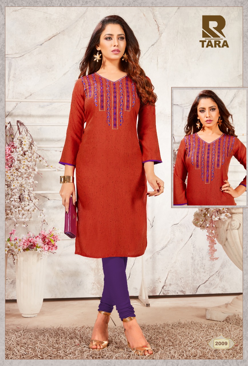 Tara By Raashi 2001 To 2012 Series Beautiful Stylish Fancy Colorful Casual Wear & Ethnic Wear & Ready To Wear Rayon Black Icon Embroidery Kurtis At Wholesale Price