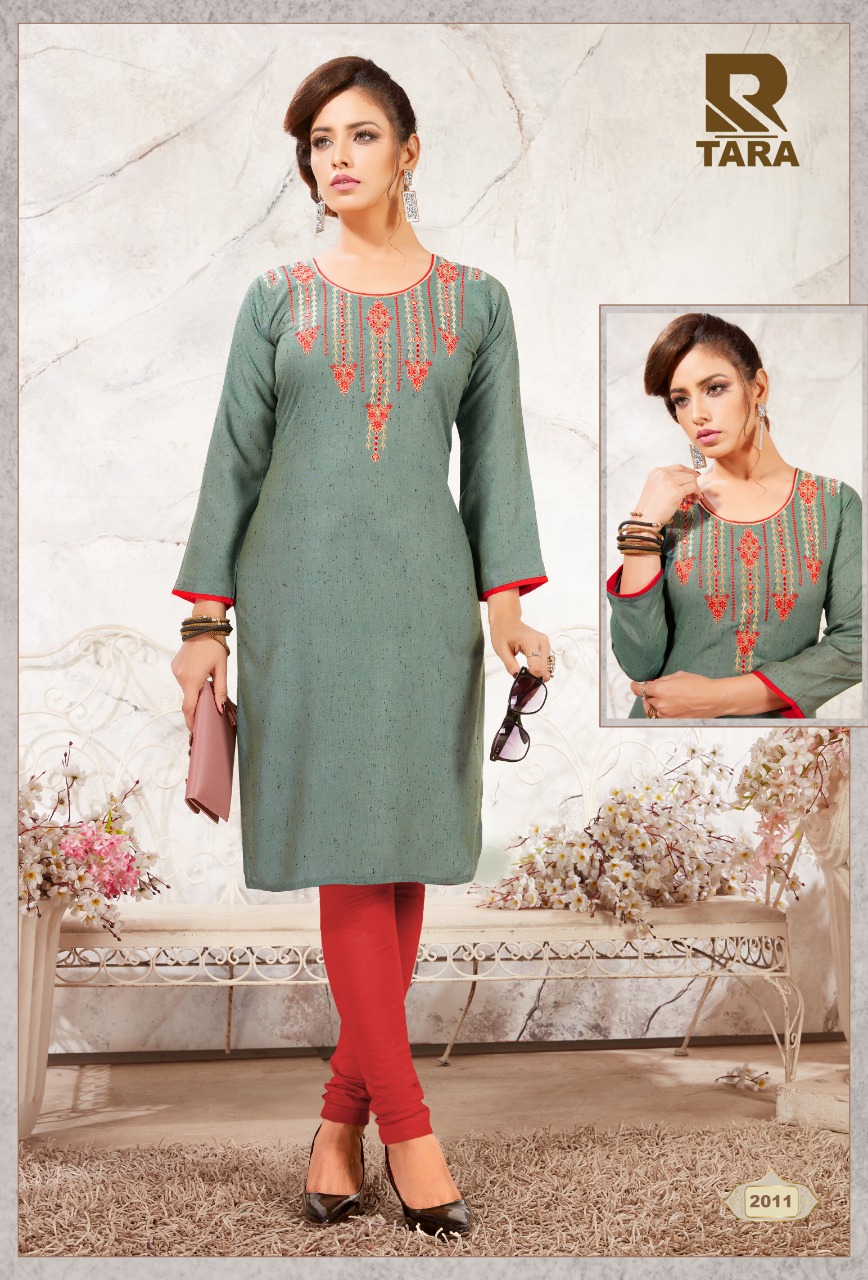 Tara By Raashi 2001 To 2012 Series Beautiful Stylish Fancy Colorful Casual Wear & Ethnic Wear & Ready To Wear Rayon Black Icon Embroidery Kurtis At Wholesale Price