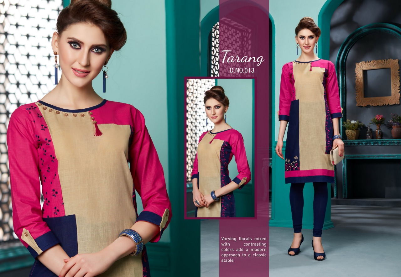 Tarang By Kayna 001 To 013 Series Beautiful Stylish Colorful Fancy Party Wear & Ethnic Wear & Ready To Wear Cotton Slub Kurtis At Wholesale Price