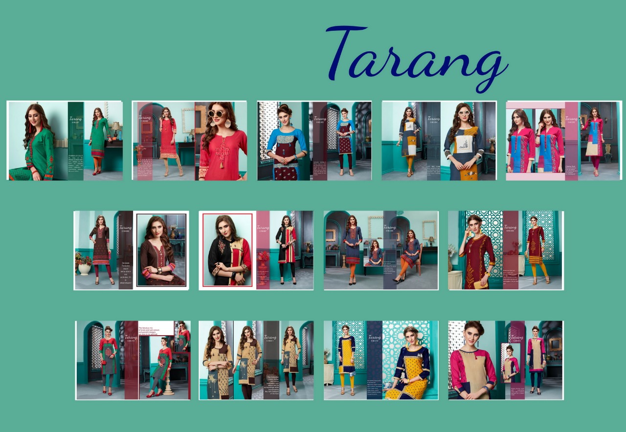 Tarang By Kayna 001 To 013 Series Beautiful Stylish Colorful Fancy Party Wear & Ethnic Wear & Ready To Wear Cotton Slub Kurtis At Wholesale Price