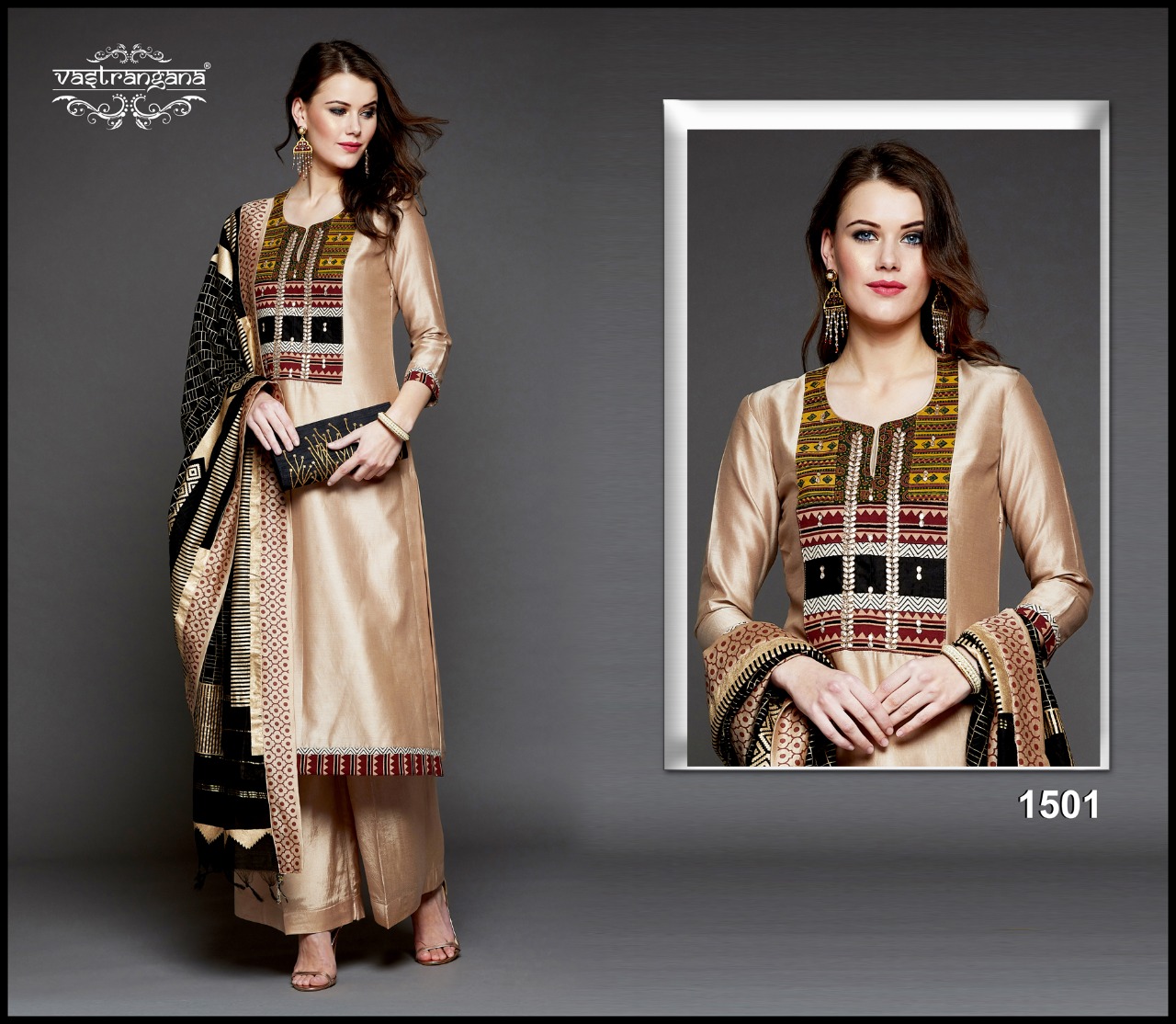 Tarasha By Vastrangana 1500 To 1511 Series Designer Suits Collection Beautiful Stylish Fancy Colorful Party Wear & Ethnic Wear Pure Silk Print With Embroidery Dresses At Wholesale Price