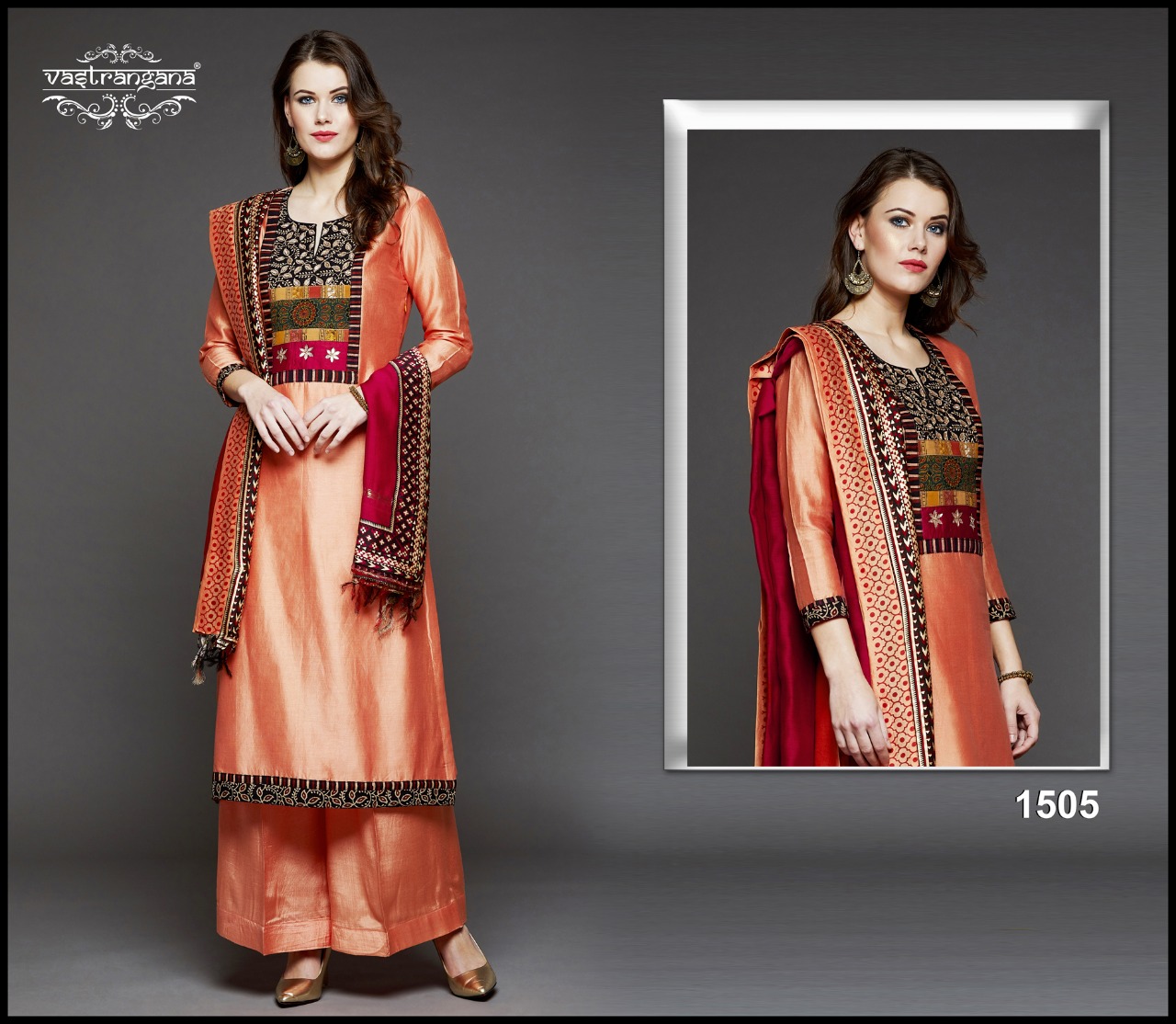 Tarasha By Vastrangana 1500 To 1511 Series Designer Suits Collection Beautiful Stylish Fancy Colorful Party Wear & Ethnic Wear Pure Silk Print With Embroidery Dresses At Wholesale Price