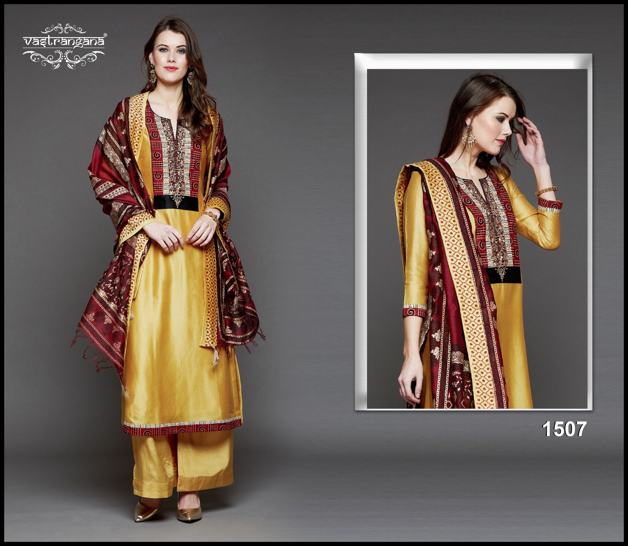 Tarasha By Vastrangana 1500 To 1511 Series Designer Suits Collection Beautiful Stylish Fancy Colorful Party Wear & Ethnic Wear Pure Silk Print With Embroidery Dresses At Wholesale Price