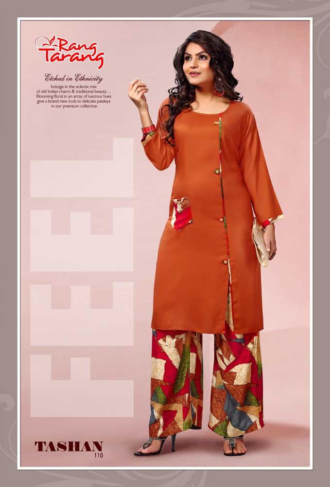 Tashan By Tarang 101 To 110 Series Stylish Fancy Beautiful Colorful Casual Wear & Ethnic Wear Rayon Printed Kurtis At Wholesale Price
