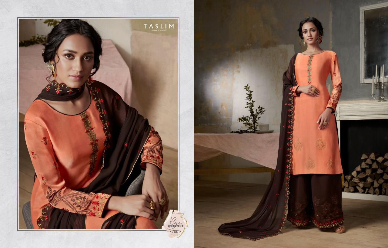 Taslim Vol-7 By Fashid Wholesale 7001 To 7005 Series Indian Traditional Wear Collection Beautiful Stylish Fancy Colorful Party Wear & Occasional Wear Pure Viscose Upada Silk With Heavy Work Dresses At Wholesale Price