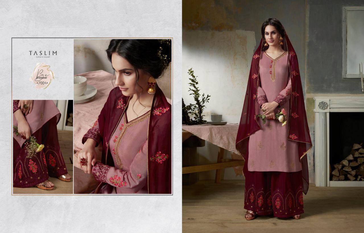 Taslim Vol-7 By Fashid Wholesale 7001 To 7005 Series Indian Traditional Wear Collection Beautiful Stylish Fancy Colorful Party Wear & Occasional Wear Pure Viscose Upada Silk With Heavy Work Dresses At Wholesale Price