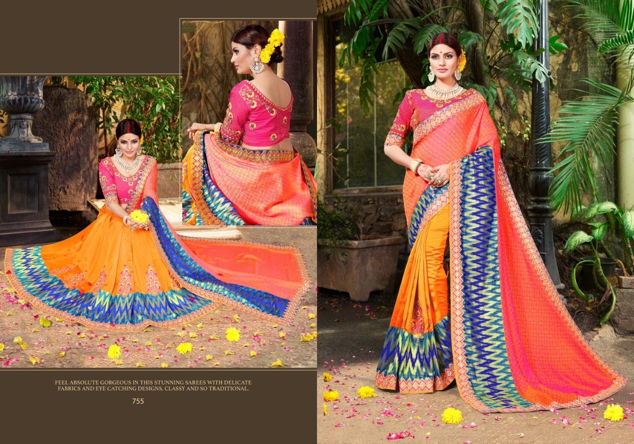 Tathastu By Aasvaa 754 To 758 Series Indian Traditional Wear Collection Beautiful Stylish Fancy Colorful Party Wear & Ethnic Wear Line Pure Jacquard/ Georgette Sarees At Wholesale Price
