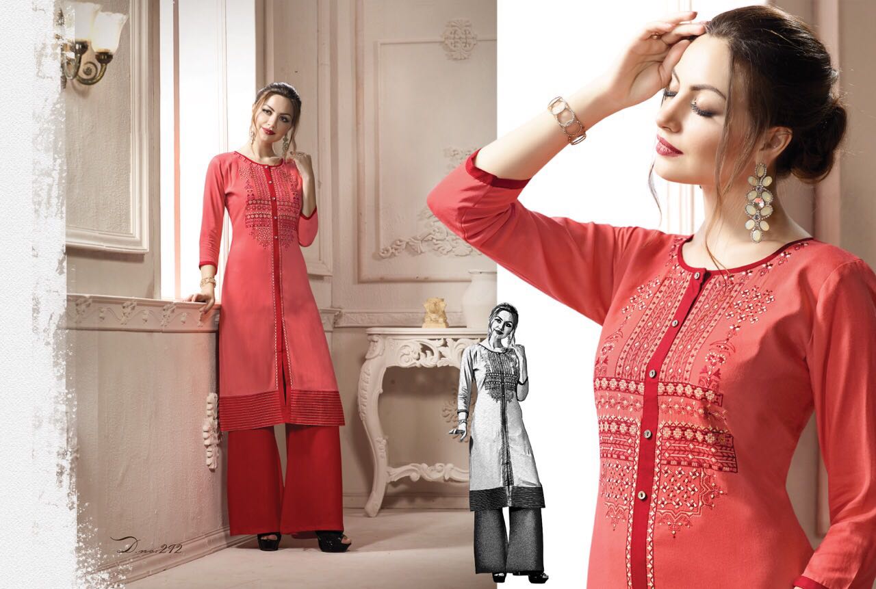 Tattoo By Kajree Fashion 291 To 300 Series Designer Beautiful Stylish Fancy Colorful Party Wear & Ethnic Wear & Ready To Wear Rayon Printed Kurtis At Wholesale Price