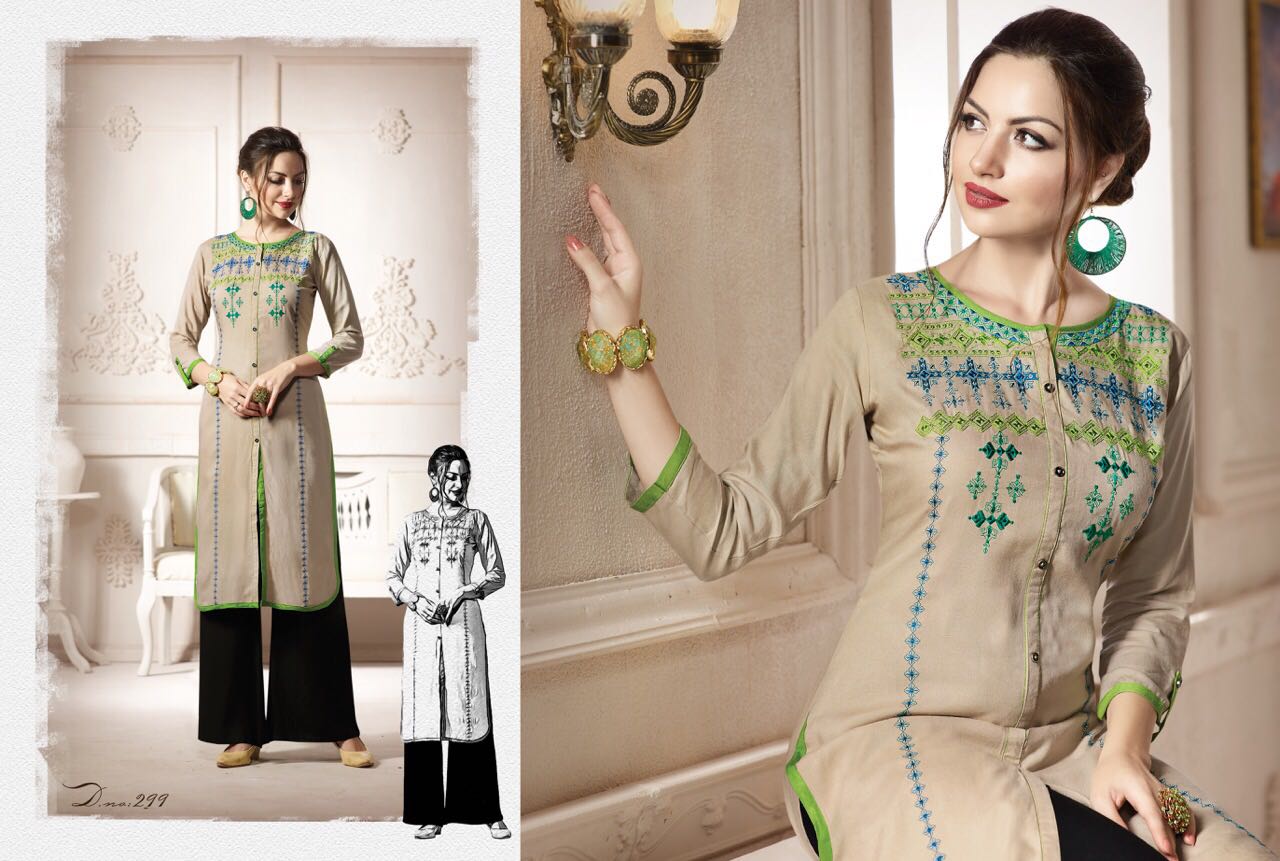 Tattoo By Kajree Fashion 291 To 300 Series Designer Beautiful Stylish Fancy Colorful Party Wear & Ethnic Wear & Ready To Wear Rayon Printed Kurtis At Wholesale Price