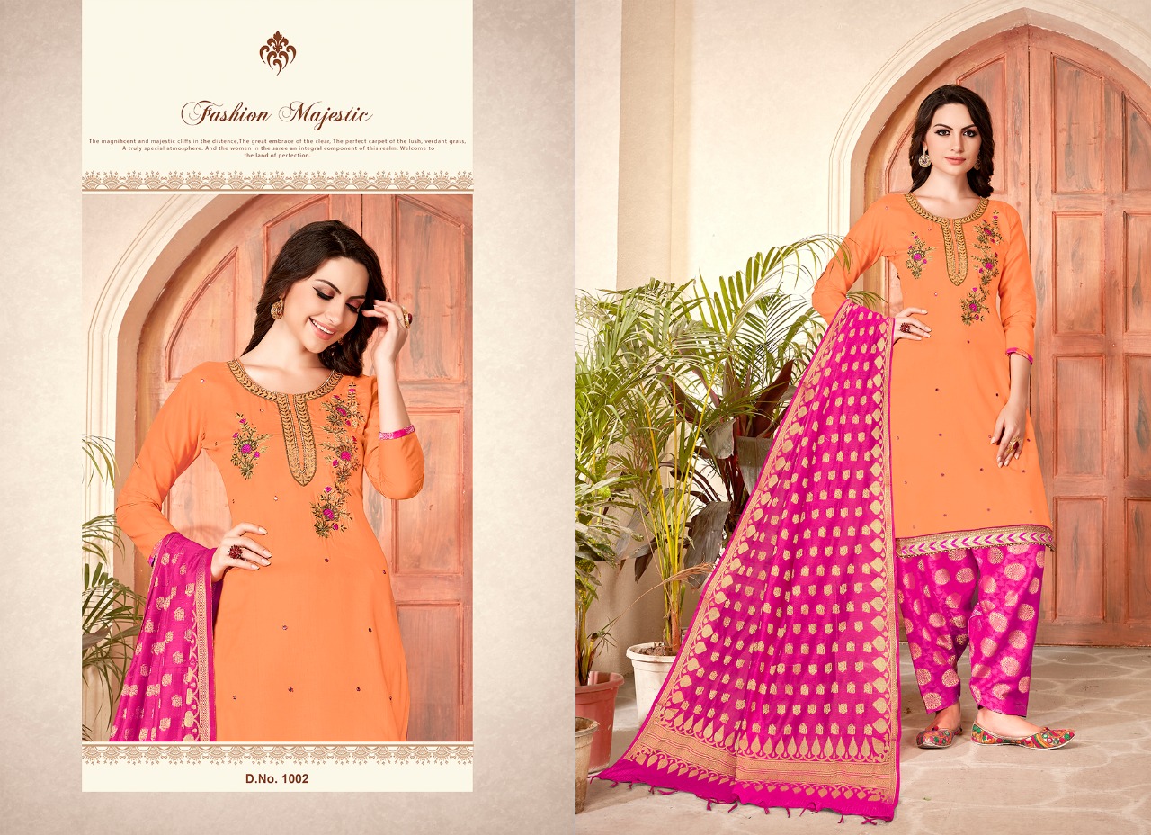 Tazin Vol-2 By Kalyan Prints 1001 To 1006 Series Beautiful Patiyala Suits Stylish Colorful Fancy Party Wear & Ethnic Wear Glace Cotton Embroidered Dresses At Wholesale Price