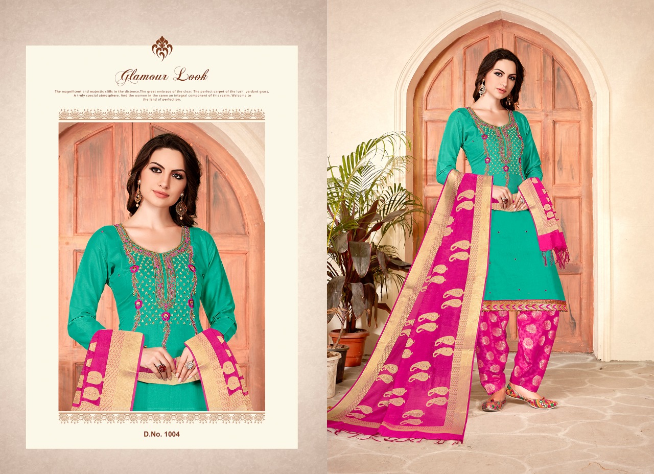 Tazin Vol-2 By Kalyan Prints 1001 To 1006 Series Beautiful Patiyala Suits Stylish Colorful Fancy Party Wear & Ethnic Wear Glace Cotton Embroidered Dresses At Wholesale Price