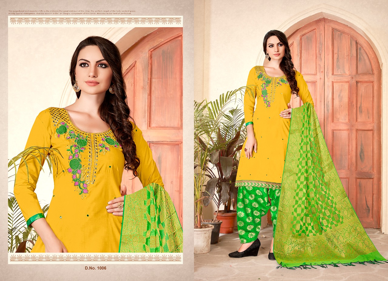 Tazin Vol-2 By Kalyan Prints 1001 To 1006 Series Beautiful Patiyala Suits Stylish Colorful Fancy Party Wear & Ethnic Wear Glace Cotton Embroidered Dresses At Wholesale Price