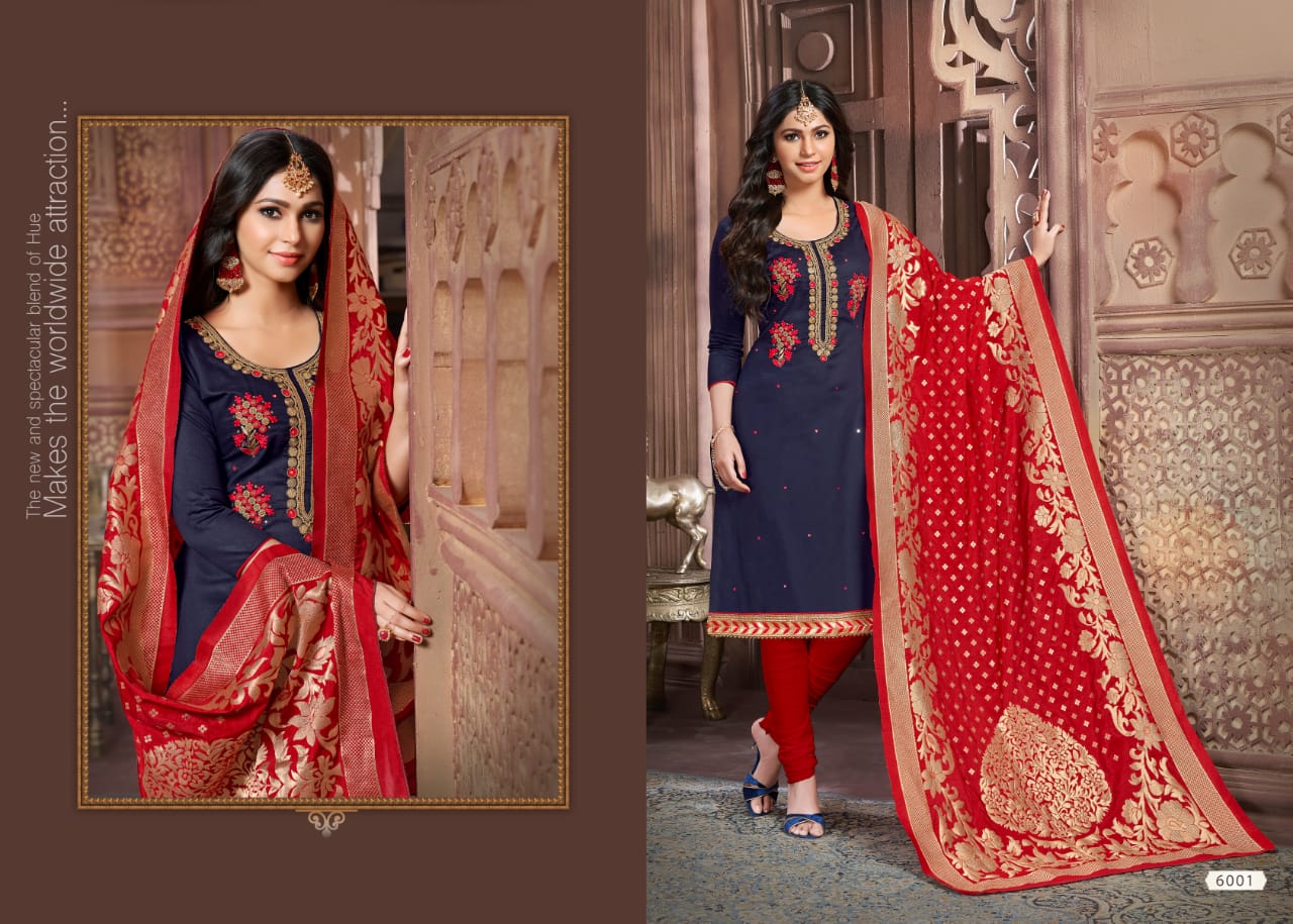 Tazin Vol-5 By Utsav Suits 6001 To 6006 Designer Suits Beautiful Stylish Colorful Fancy Party Wear & Occasional Wear Glace Cotton Embroidered Dresses At Wholesale Price