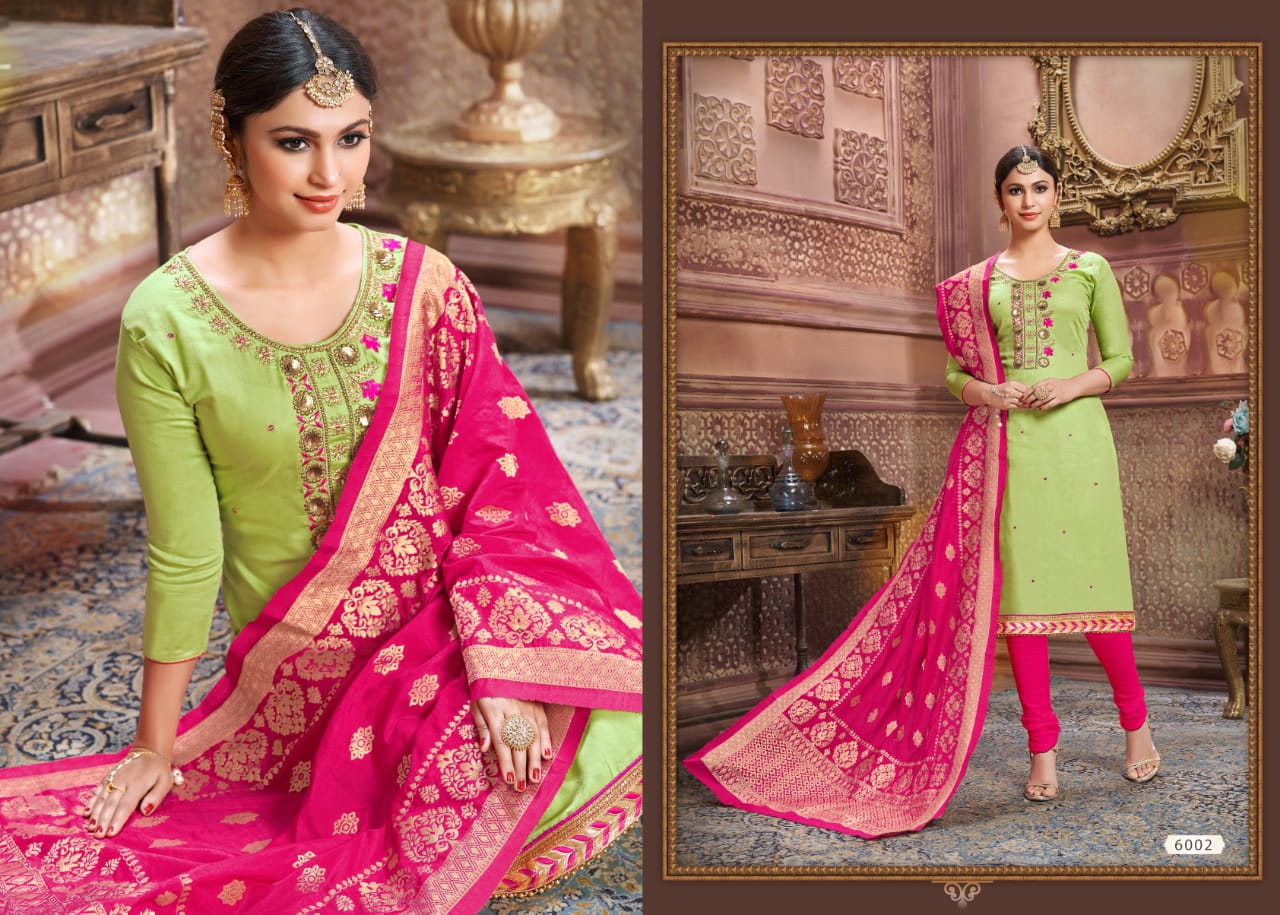 Tazin Vol-5 By Utsav Suits 6001 To 6006 Designer Suits Beautiful Stylish Colorful Fancy Party Wear & Occasional Wear Glace Cotton Embroidered Dresses At Wholesale Price
