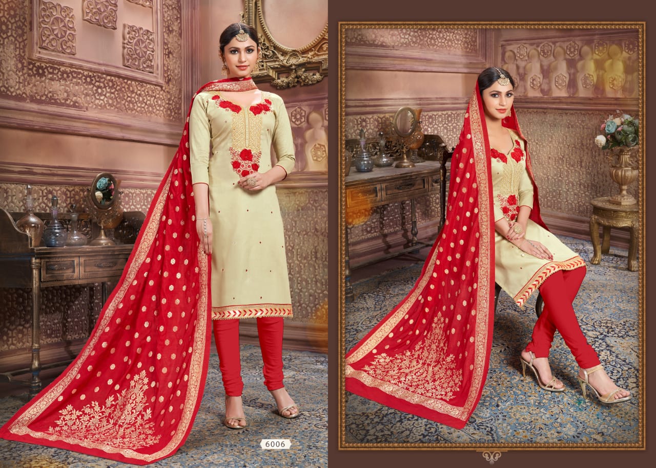 Tazin Vol-5 By Utsav Suits 6001 To 6006 Designer Suits Beautiful Stylish Colorful Fancy Party Wear & Occasional Wear Glace Cotton Embroidered Dresses At Wholesale Price