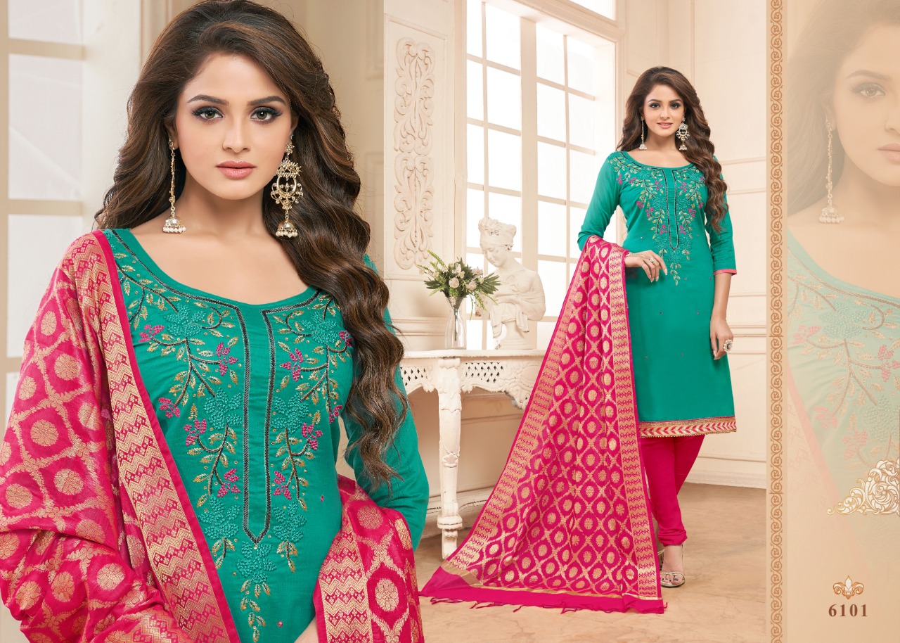 Tazin Vol-6 By Utsav Suits 6101 To 6106 Designer Beautiful Fancy Colorful Stylish Wedding Wear Collection Party Wear & Occasional Wear Glaze Cotton Embroidered Dresses At Wholesale Price
