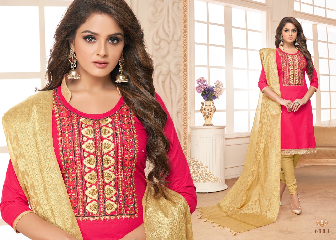 Tazin Vol-6 By Utsav Suits 6101 To 6106 Designer Beautiful Fancy Colorful Stylish Wedding Wear Collection Party Wear & Occasional Wear Glaze Cotton Embroidered Dresses At Wholesale Price