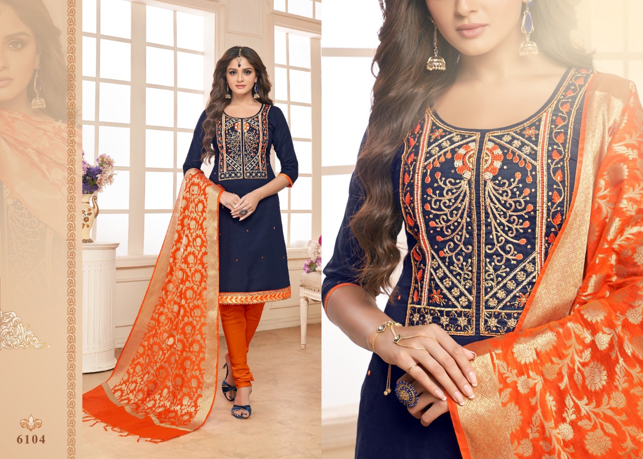 Tazin Vol-6 By Utsav Suits 6101 To 6106 Designer Beautiful Fancy Colorful Stylish Wedding Wear Collection Party Wear & Occasional Wear Glaze Cotton Embroidered Dresses At Wholesale Price