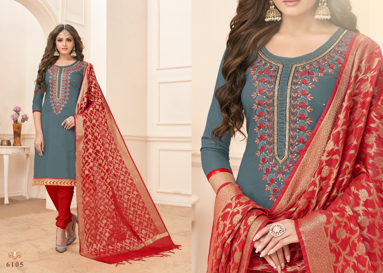 Tazin Vol-6 By Utsav Suits 6101 To 6106 Designer Beautiful Fancy Colorful Stylish Wedding Wear Collection Party Wear & Occasional Wear Glaze Cotton Embroidered Dresses At Wholesale Price