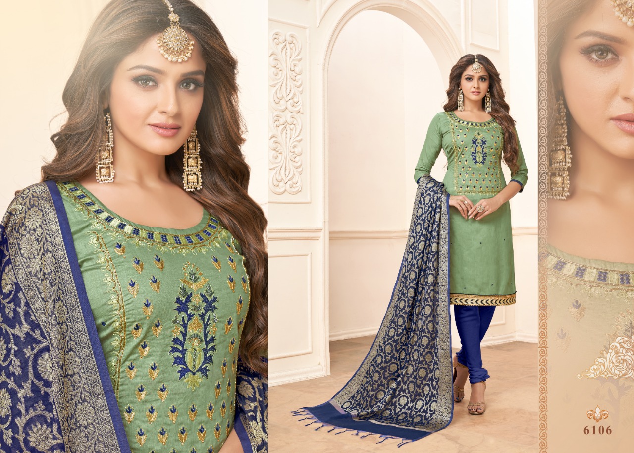Tazin Vol-6 By Utsav Suits 6101 To 6106 Designer Beautiful Fancy Colorful Stylish Wedding Wear Collection Party Wear & Occasional Wear Glaze Cotton Embroidered Dresses At Wholesale Price