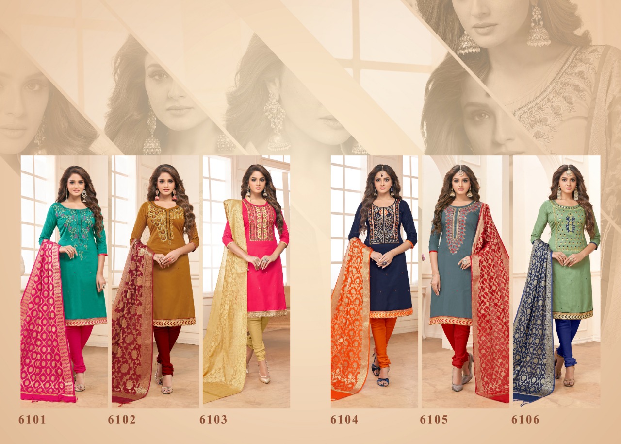 Tazin Vol-6 By Utsav Suits 6101 To 6106 Designer Beautiful Fancy Colorful Stylish Wedding Wear Collection Party Wear & Occasional Wear Glaze Cotton Embroidered Dresses At Wholesale Price