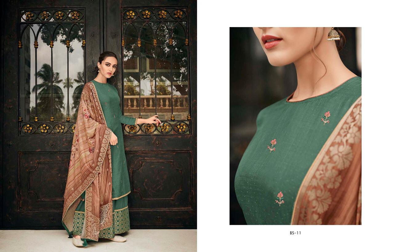 The Bride Side By Varsha Fashions Bs-11 To Bs-17 Series Suits Beautiful Stylish Fancy Colorful Party Wear & Occasional Wear Tussar Silk Embroidery Dresses At Wholesale Price