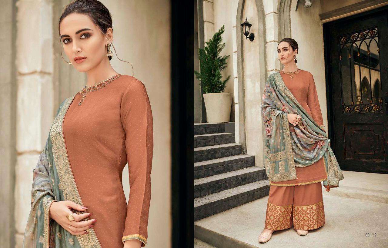 The Bride Side By Varsha Fashions Bs-11 To Bs-17 Series Suits Beautiful Stylish Fancy Colorful Party Wear & Occasional Wear Tussar Silk Embroidery Dresses At Wholesale Price