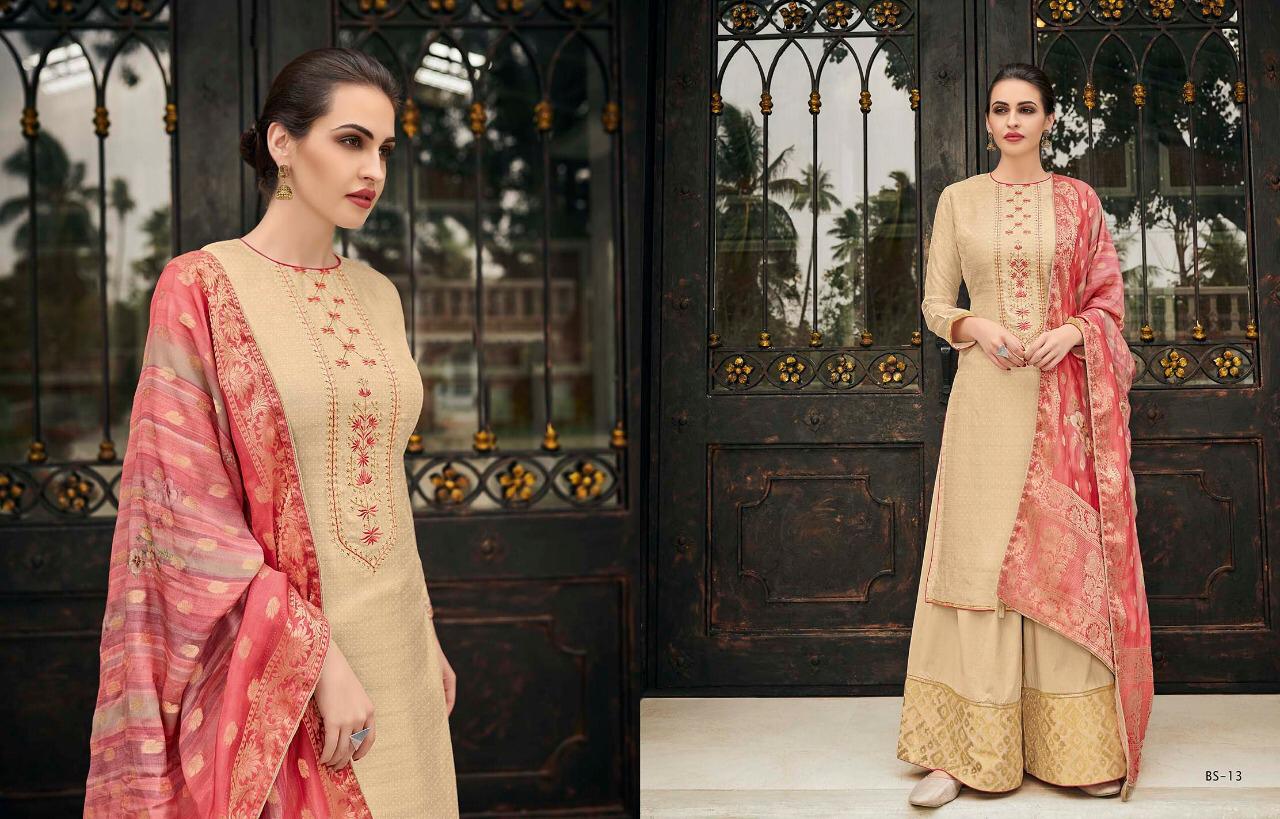 The Bride Side By Varsha Fashions Bs-11 To Bs-17 Series Suits Beautiful Stylish Fancy Colorful Party Wear & Occasional Wear Tussar Silk Embroidery Dresses At Wholesale Price