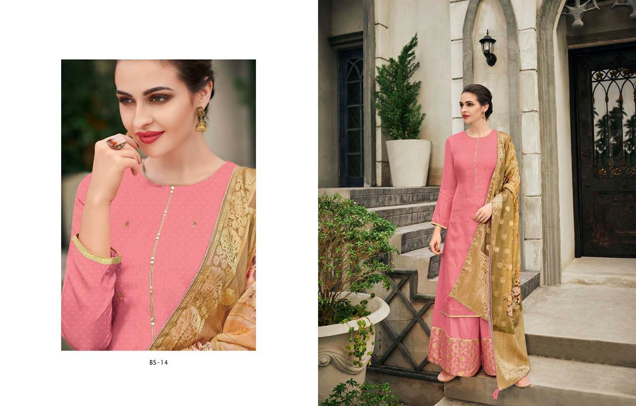 The Bride Side By Varsha Fashions Bs-11 To Bs-17 Series Suits Beautiful Stylish Fancy Colorful Party Wear & Occasional Wear Tussar Silk Embroidery Dresses At Wholesale Price