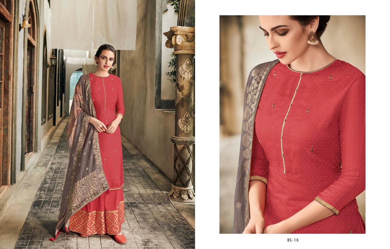 The Bride Side By Varsha Fashions Bs-11 To Bs-17 Series Suits Beautiful Stylish Fancy Colorful Party Wear & Occasional Wear Tussar Silk Embroidery Dresses At Wholesale Price