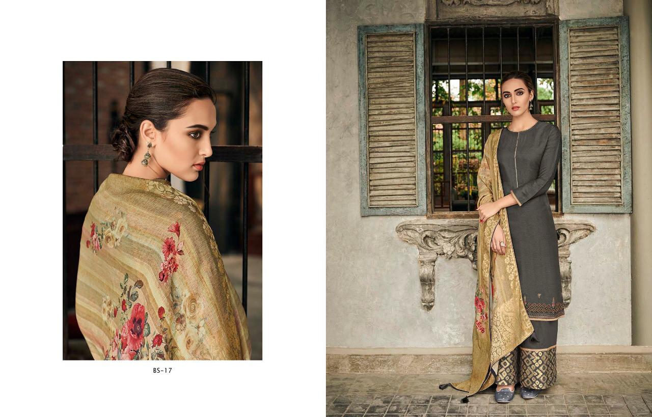 The Bride Side By Varsha Fashions Bs-11 To Bs-17 Series Suits Beautiful Stylish Fancy Colorful Party Wear & Occasional Wear Tussar Silk Embroidery Dresses At Wholesale Price