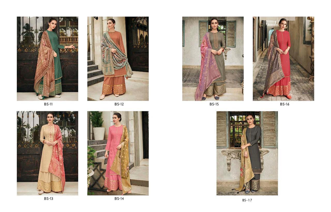 The Bride Side By Varsha Fashions Bs-11 To Bs-17 Series Suits Beautiful Stylish Fancy Colorful Party Wear & Occasional Wear Tussar Silk Embroidery Dresses At Wholesale Price