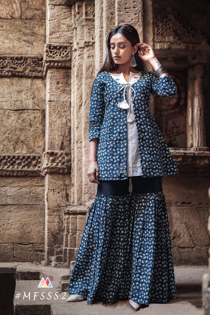 The Sharara Set By Mesmora 1 To 5 Series Collection Beutifil Festive Collection Colorful Stylish Fancy Party Wear & Festive Wear Cambric Cotton With Work Pants/ Tops At Wholesale Price