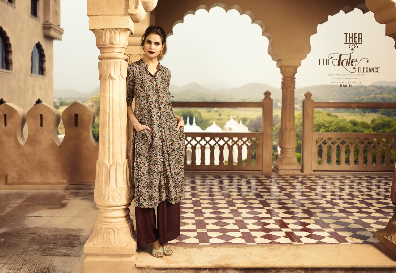 Thea By Vishwam Fabrics 01 To 10 Series Beautiful Stylish Colorful Fancy Party Wear & Ethnic Wear & Ready To Wear Heavy Rayon Printed Kurtis At Wholesale Price