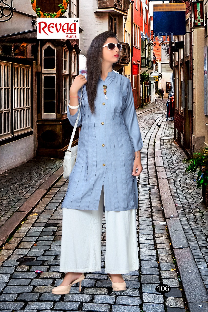 Tik Tok By Revaa 101 To 106 Series Beautiful Colorful Stylish Fancy Casual Wear & Ethnic Wear & Ready To Wear Heavy Rayon Kurtis With Palazzo At Wholesale Price