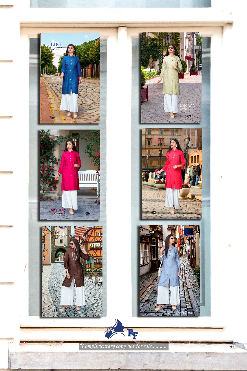 Tik Tok By Revaa 101 To 106 Series Beautiful Colorful Stylish Fancy Casual Wear & Ethnic Wear & Ready To Wear Heavy Rayon Kurtis With Palazzo At Wholesale Price