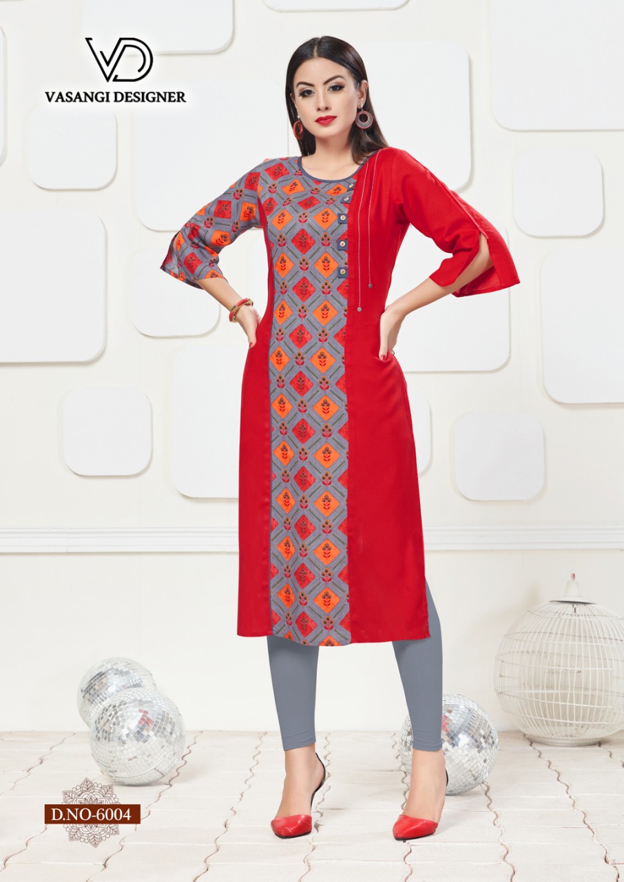 Tik Tok By Vasangi Designer 7001 To 7004 Series Beautiful Stylish Colorful Fancy Party Wear & Ethnic Wear & Ready To Wear Rayon Printed Kurtis At Wholesale Price