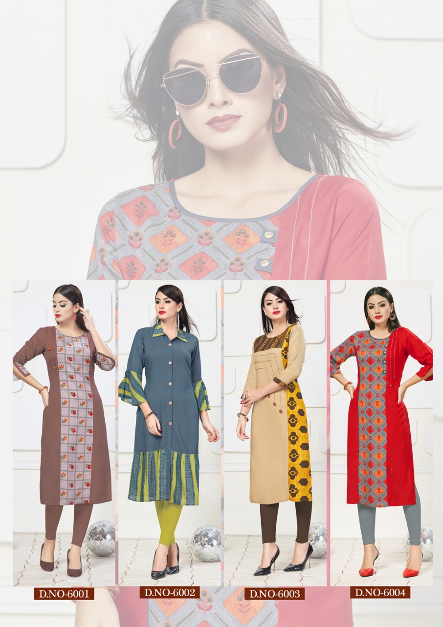 Tik Tok By Vasangi Designer 7001 To 7004 Series Beautiful Stylish Colorful Fancy Party Wear & Ethnic Wear & Ready To Wear Rayon Printed Kurtis At Wholesale Price