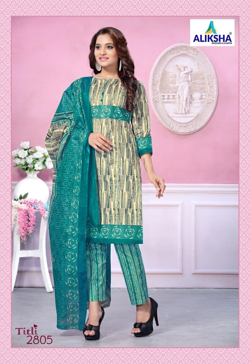 Titli Vol-28 By Aliksha 2801 To 2810 Series Beautiful Suits Stylish Fancy Colorful Party Wear & Ethnic Wear Pure Cotton Printed Dresses At Wholesale Price